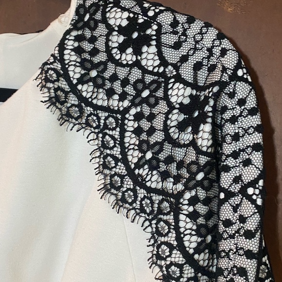 Phoebe Couture Black and White Lace Mini Dress - Picture 1 of 3